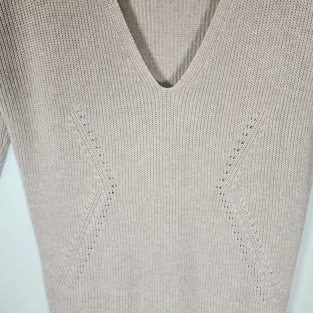 Express Women's V-Neck Sweater - Light Brown 100% Coton - Picture 3 of 11